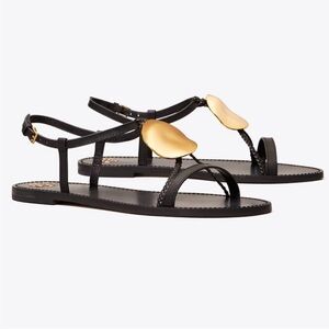 Tory Burch Black and Gold Sandals